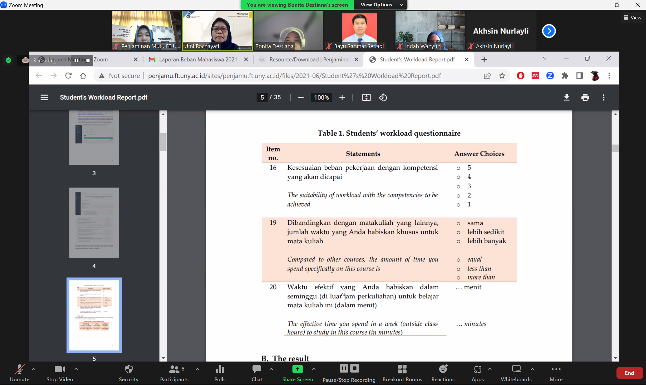 Koordinasi Penyusunan Laporan Beban Belajar Mahasiswa Pendukung ASIIN